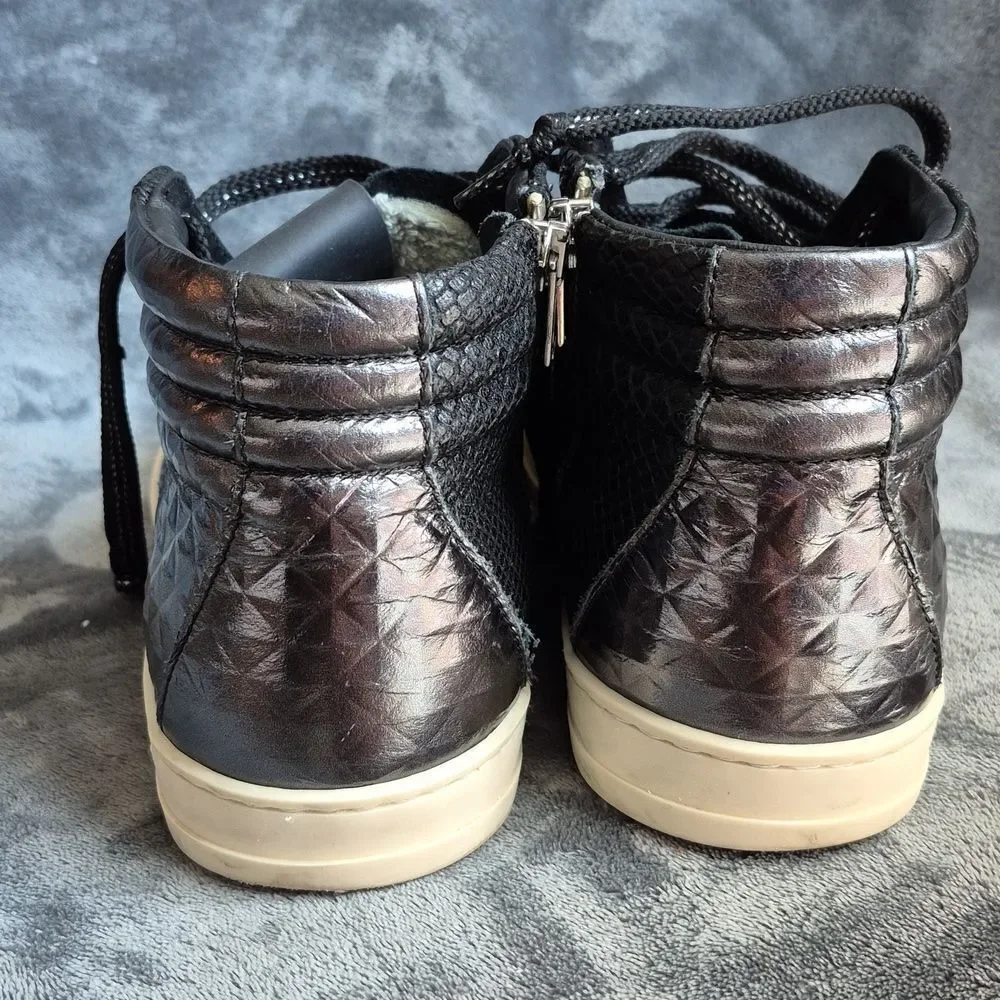 P448 Recycled Sneaker Women's Size 38 Black with Snakeskin Pattern